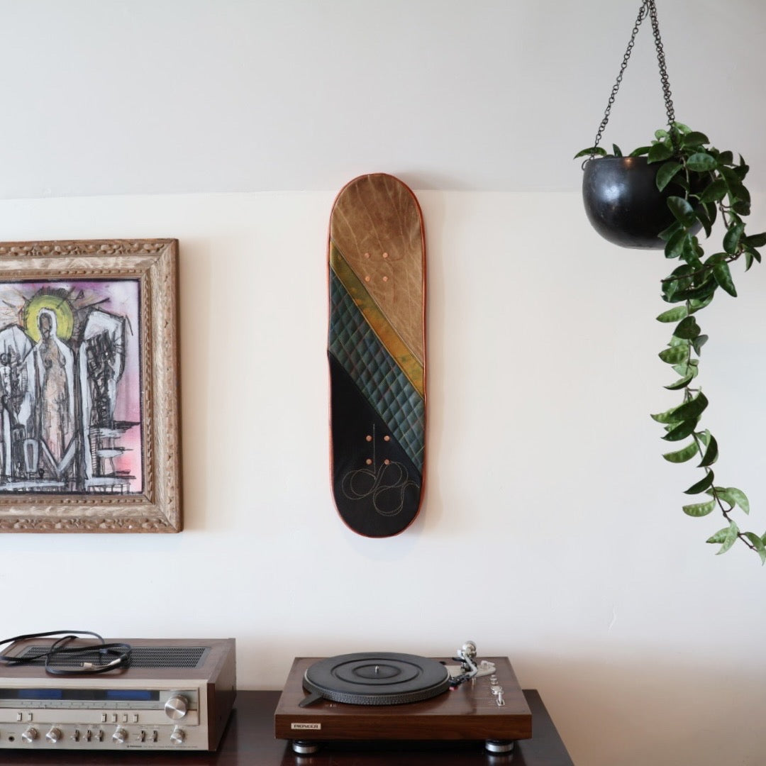 my first leather skateboard deck experiment