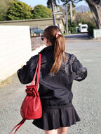 Luna Crossbody Adjustable Cinch Top Leather Backpack | Red Poppy image 0
