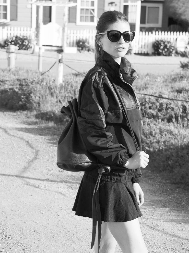 1 of 1 Luna Crossbody Adjustable Cinch Top Leather Backpack | swallowtail black image 7
