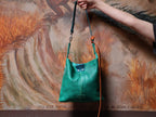 All Day Bag Adjustable Crossbody Buffalo Leather Tote | Emerald Phoenix Eyes