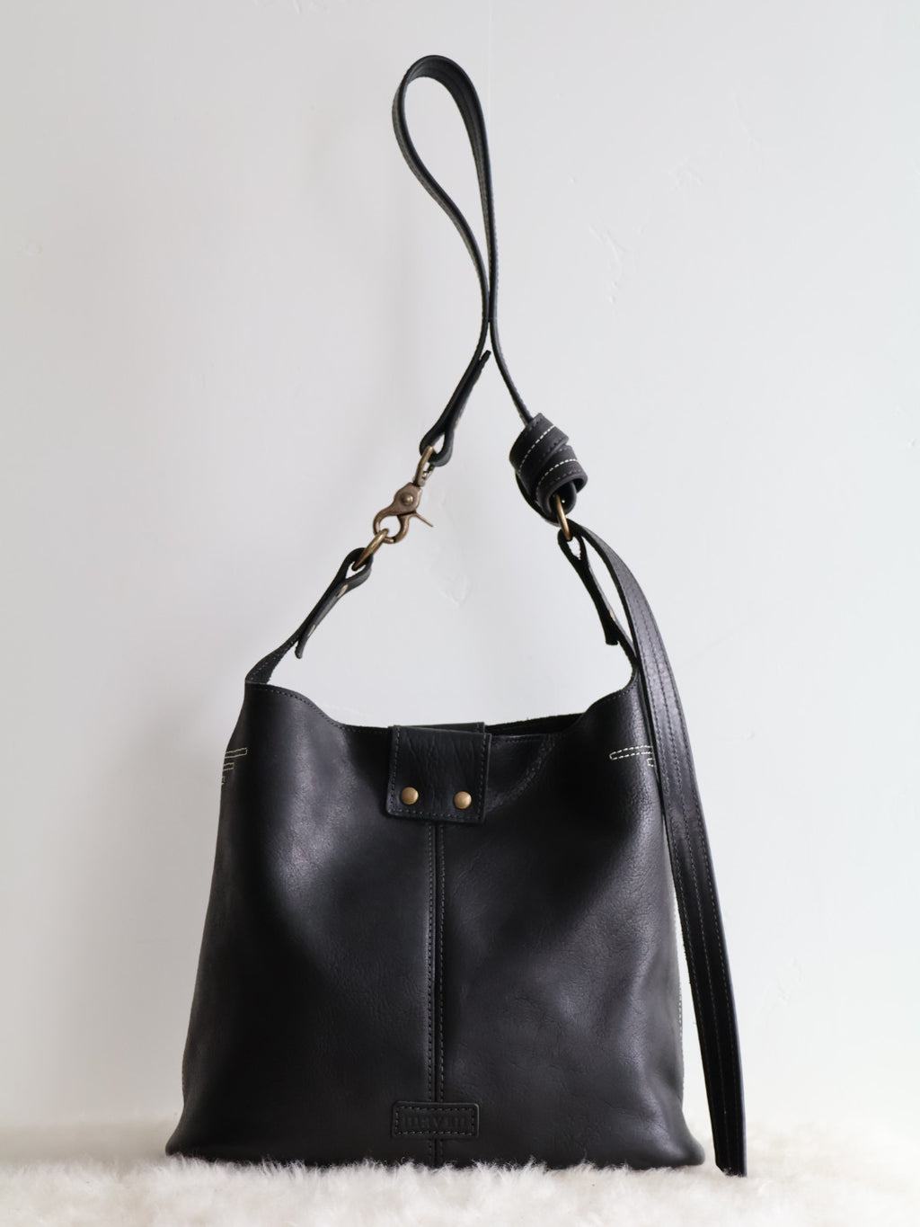 All Day Bag Adjustable Crossbody Veg-Tanned Buffalo Leather Tote | Black River