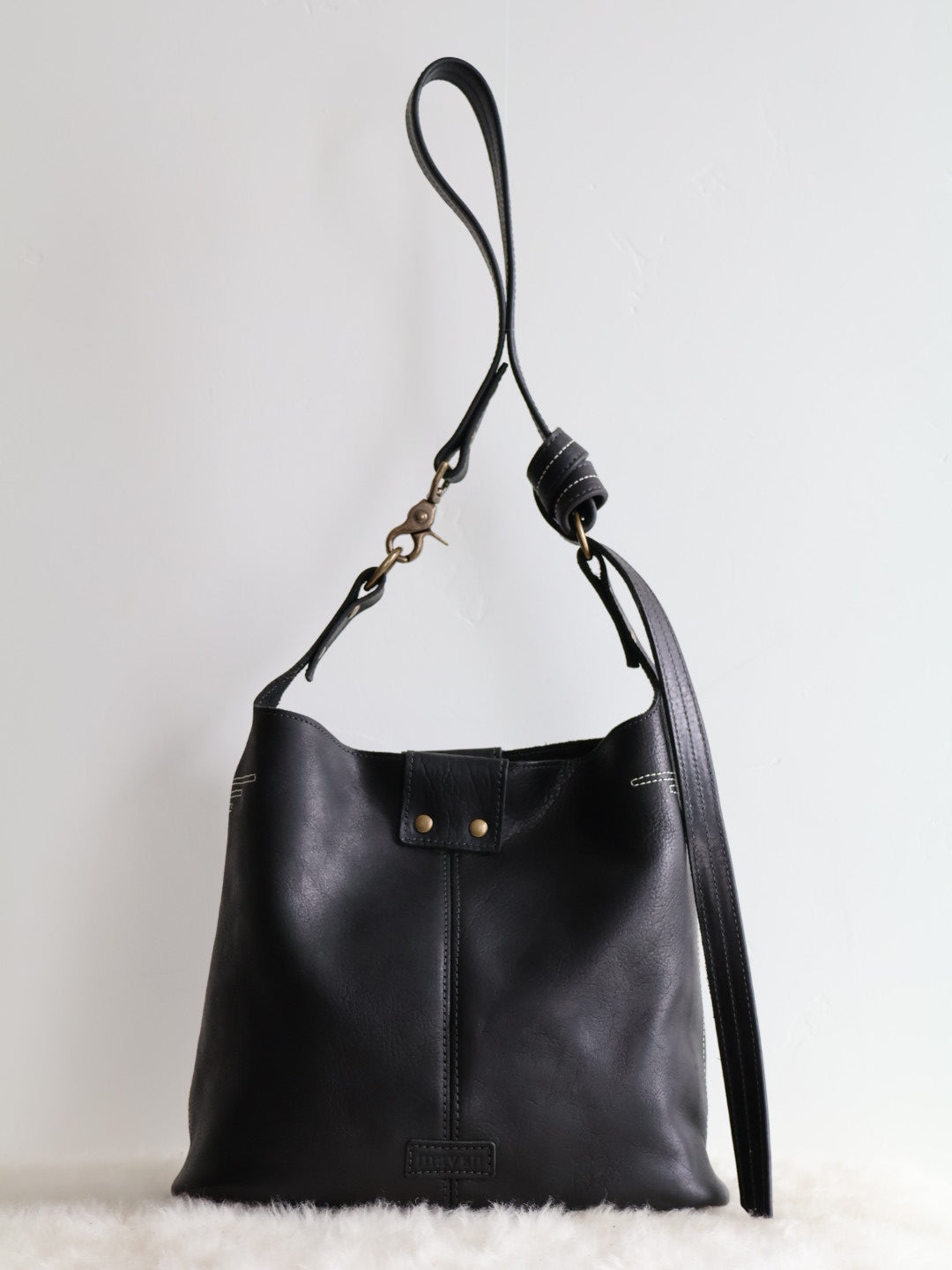 All Day Bag Adjustable Crossbody Veg-Tanned Buffalo Leather Tote | Black River