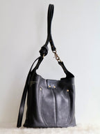 All Day Bag Adjustable Crossbody Veg-Tanned Buffalo Leather Tote | Black River