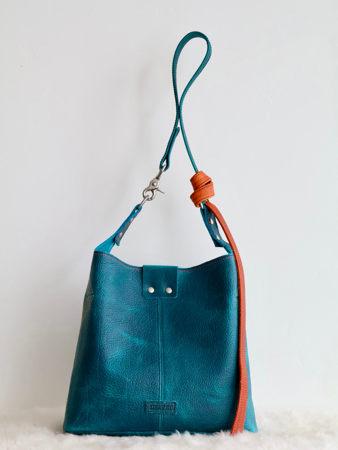 All Day Bag Adjustable Crossbody Buffalo Leather Tote | Turquoise Phoenix Eyes