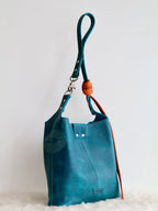 All Day Bag Adjustable Crossbody Buffalo Leather Tote | Turquoise Phoenix Eyes