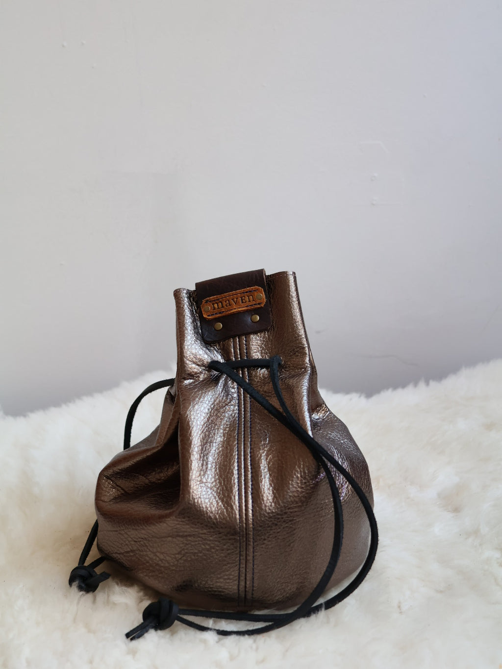 1 of 1 Mini Cinchtop Shoulder Bag | metallic pewter
