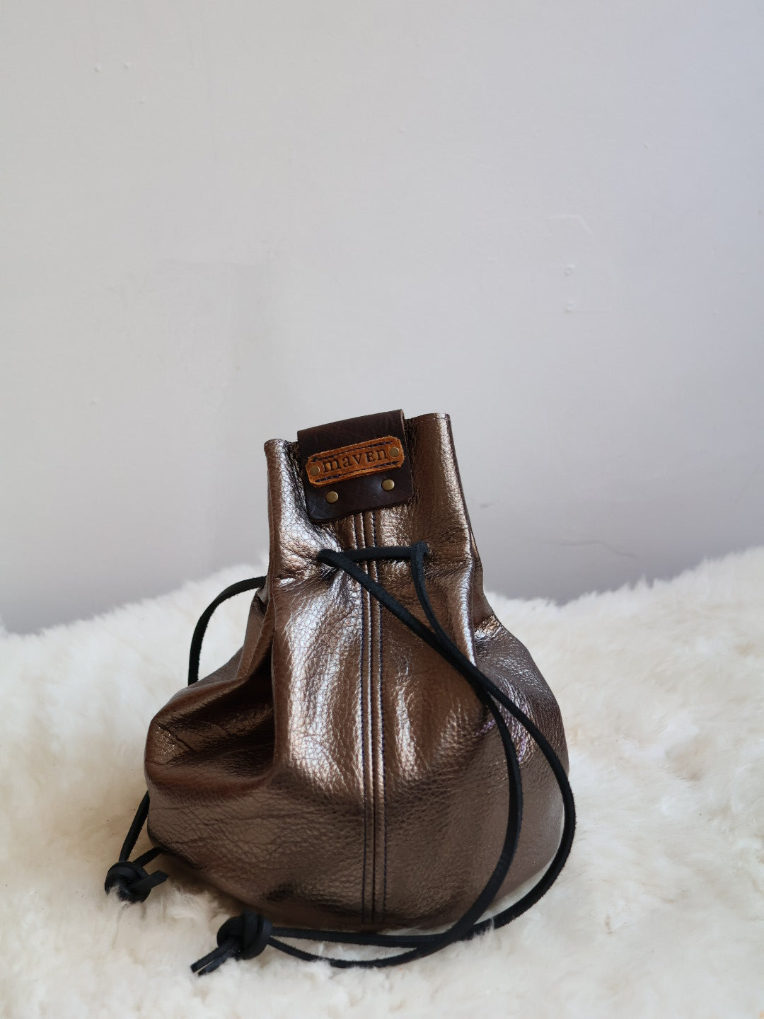 1 of 1 Mini Cinchtop Shoulder Bag | metallic pewter