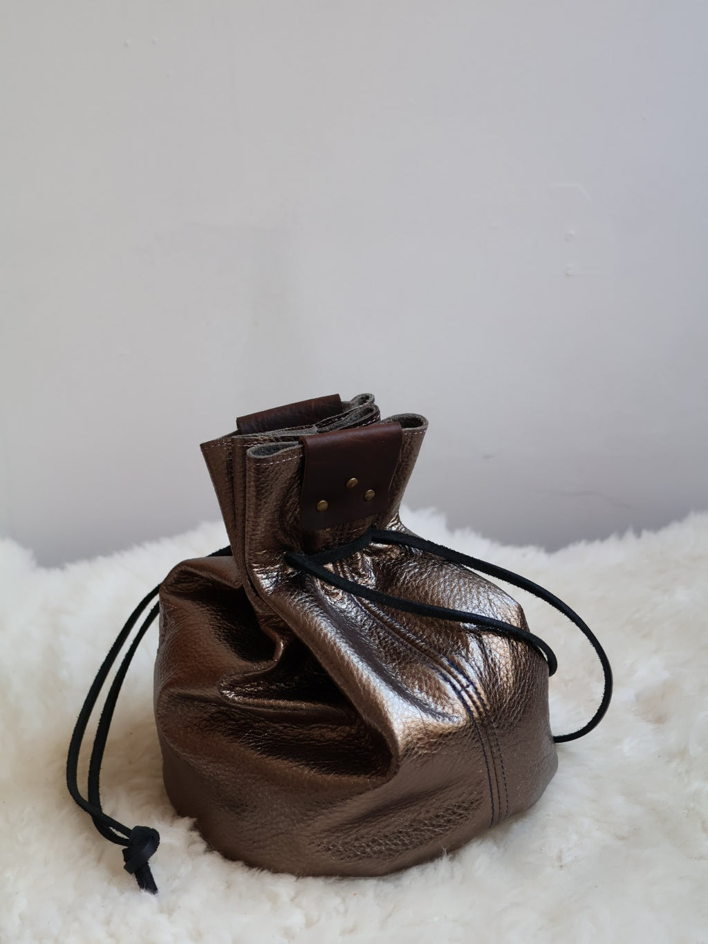 1 of 1 Mini Cinchtop Shoulder Bag | metallic pewter