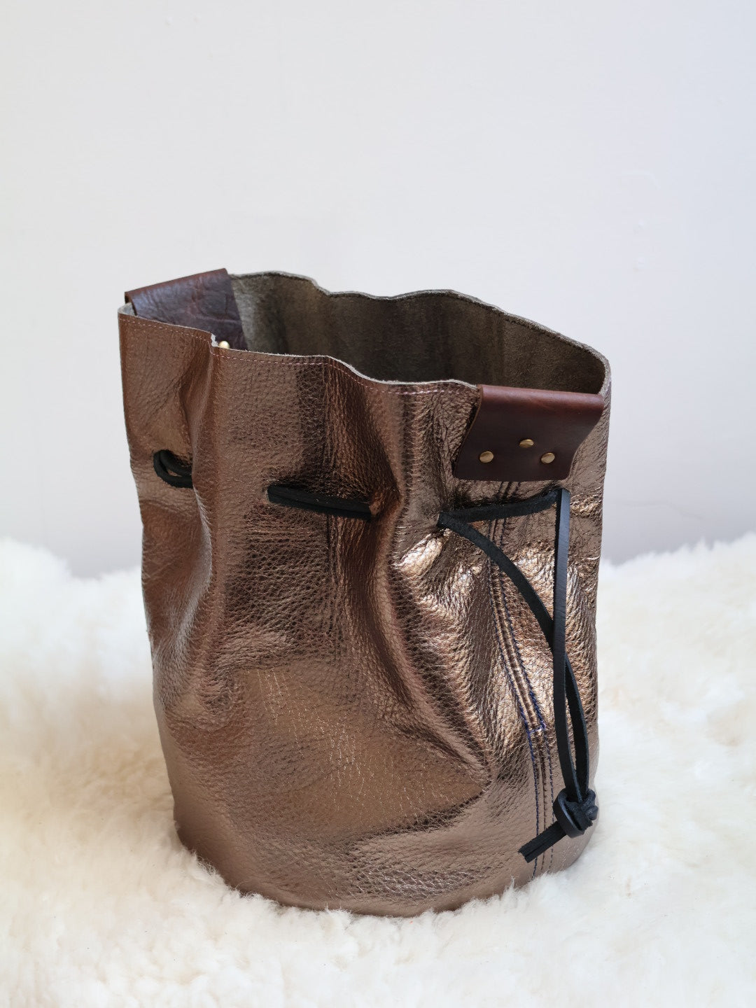 1 of 1 Mini Cinchtop Shoulder Bag | metallic pewter