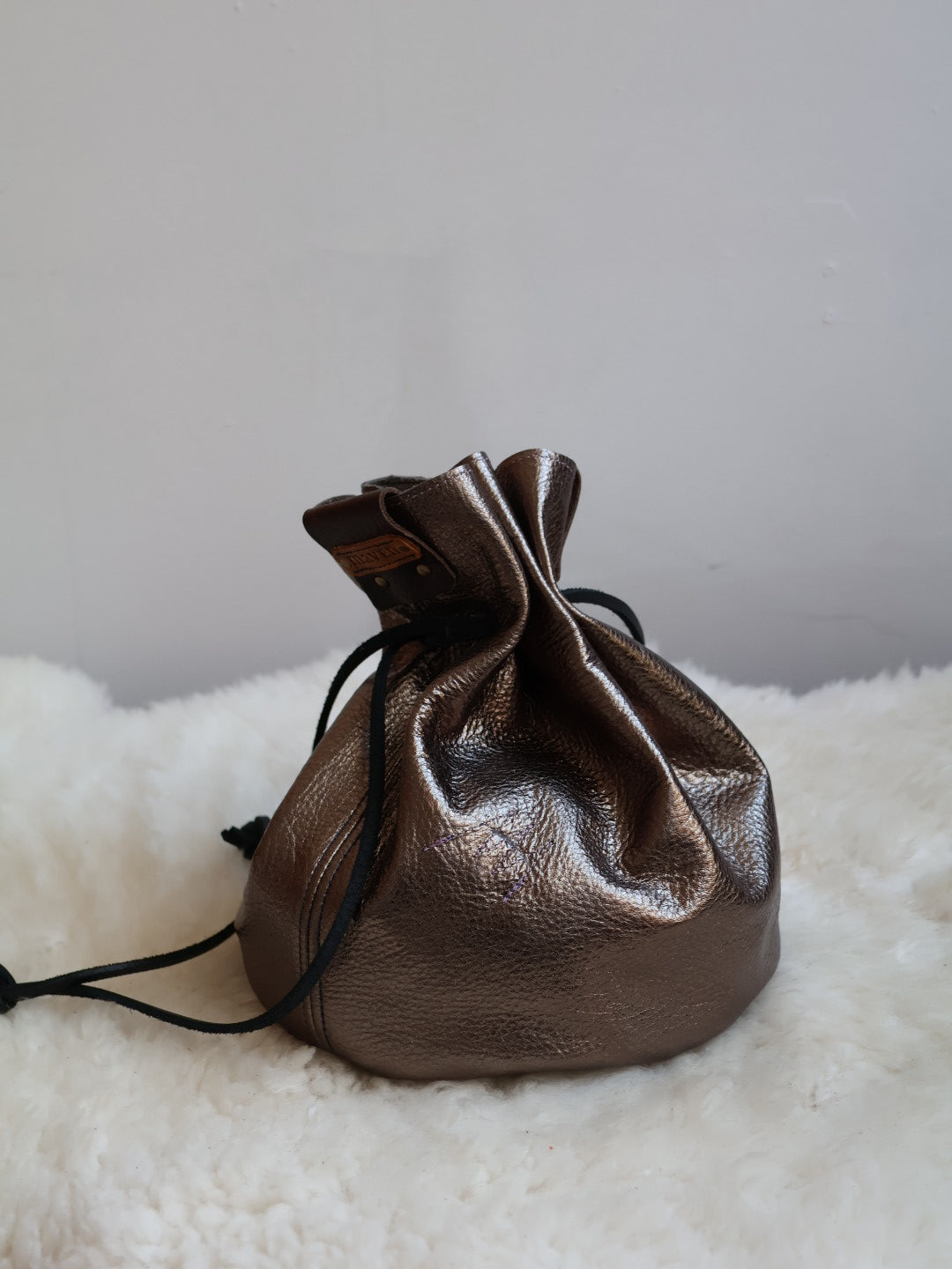 1 of 1 Mini Cinchtop Shoulder Bag | metallic pewter