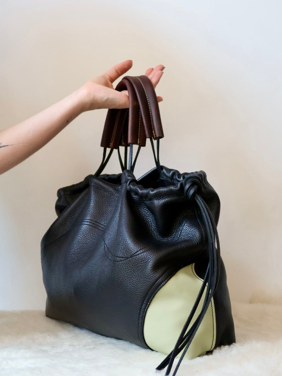 Ragga Market Tote | stitch black + pastel + handpainted