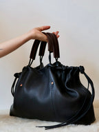 Ragga Market Tote | minimalist stitched black buckskin (2 options)