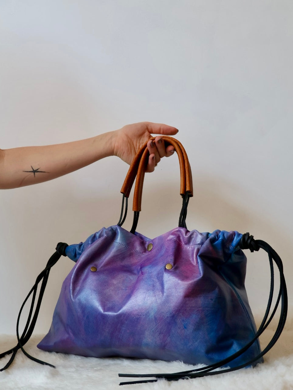 Ragga Market Tote | handpainted veg tan