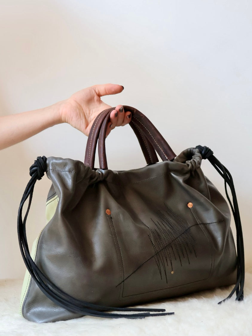 Ragga Market Tote | stitched stone + pastel