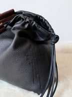 Ragga Market Tote | minimalist stitched black buckskin (2 options)