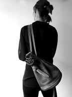 1 of 1 Luna Crossbody Adjustable Cinch Top Leather Backpack | swallowtail black image 11