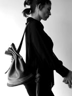 1 of 1 Luna Crossbody Adjustable Cinch Top Leather Backpack | swallowtail black image 9