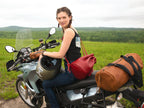 Luna Crossbody Adjustable Cinch Top Leather Backpack | Red Poppy image 5