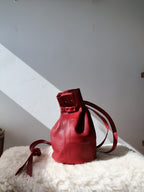 Luna Crossbody Adjustable Cinch Top Leather Backpack | Red Poppy image 1